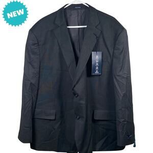 Stafford CoolMax Blazer Mens 52 Short Sport Coat Wool Stretch Charcoal